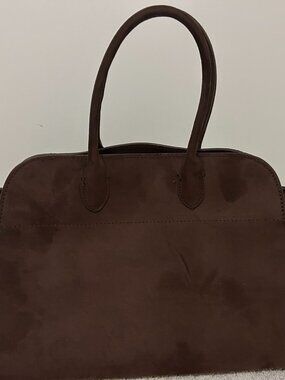 Brown faux suede handbag